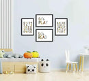4 Pcs Boho Playroom Canvas Wall Art Nursery Toddler Educational Let's Read Let's Play Painting Pictures Wall Decor Posters Print Artwork for Girl Boy Childs Room Classroom Home Decoration Unframed by CozyNest Decor