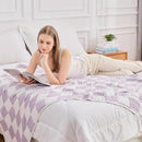 EMME Checkered Cotton Blanket Twin Large 60"x80" 100% Muslin for Couch Breathable Cooling Gauze All Season Soft and Lightweight (Lavender) by CozyNest Decor