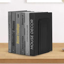 Acrimet Metal Bookends, Jumbo Size 9" H x 4" W x 4-1/2" D, Non-Skid Book Stand for Shelves, Heavy Duty Book Stopper, Black, 1 Pair by CozyNest Decor