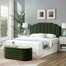 24KF Dark Green Teddy Fabric Tufted for Queen Upholstered Headboard, Modern Vertical Channel Design Full Headboard with Stepped Silhouette Top Edge, 6026-Q-Teddy Dark Green by CozyNest Decor