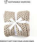 YnM Chunky Throw Blanket, Medium-Weight, Hand Knitted, Skin Friendly, Ventilated and Breathable, Machine Washable, Home Décor Piece for Couch, Sofa and Bed (Beige, 50x70 Inch) by CozyNest Decor
