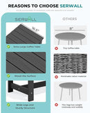 SERWALL Outdoor Coffee Table, HDPE Patio Coffee Table for Outside, Rectangle, Black by CozyNest Decor