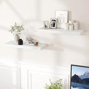 24 Inch Floating Shelves, Rustic 24 x 9 White Floating Shelf for Wall, White Bathroom Shelves Set of 2, Farmhouse Wood Wall Shelf for Bedroom, Kitchen, 9 Inch Deep Shelves for Home Storage by CozyNest Decor