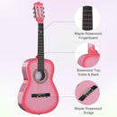 ADM Beginner Acoustic Classical Guitar 36 Inch Nylon Strings Wooden Guitar Bundle Kit for Kid Boy Girl Student Youth Guitarra Online Lessons with Gig Bag, Strap, Tuner, Strings, Picks, Pink by TinyTreasures Baby Boutique