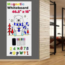 Magnetic Whiteboard Paper for Wall 46.3" x 18" Adhesive Magnetic Dry Erase White Board Sticker with 36 Magnet Letters 6 Markers for Kid Removable Peel and Stick Whiteboard Wallpaper Roll by TinyTreasures Baby Boutique