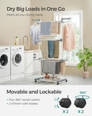 SONGMICS Clothes Drying Rack Stand 4-Tier, Foldable Laundry Drying Rack 68.1-Inch Tall, Steel, Rolling Clothes Horses Dryer Rack, Easy to Assemble, Indoor Outdoor Use, White ULLR701W01 by TinyTreasures Baby Boutique