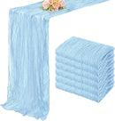 6 Pack Baby Blue Cheesecloth Table Runner 20 x 120 Inch Long Rustic Gauze Cheese Cloth Table Runner for Wedding 10FT Bridal Baby Shower Table Decorations Boho Fabric Sheer Birthday Party Table Decor by CozyNest Decor