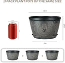 Quarut 10 Inch Flower Pots for Outdoor Indoor, 3 Pack Plastic Plant Pots with Drainage Hole & Tray, Modern Decorative Garden Pot with Saucer, planters for House (Black Copper) by CozyNest Decor