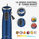 Immersion Blender Handheld 5 in 1 Hand Blender, 1000W Hand Mixer Stick, BPA-Free 12 Speed Handheld Blender 304 Stainless, Beaker, Chopper, Whisk and Milk Frother, Soup, Smoothies, Baby Food, Sauce by TinyTreasures Baby Boutique