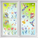 DC-BEAUTIFUL 116 PCS Spring Window Clings, 9 Sheets Double-Sided Hummingbird Butterfly Flower Easter Window Stickers, Reusable Static Floral Window Decals for Home School Office Party Decors by CozyNest Decor