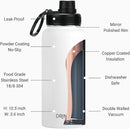 DRINCO Stainless Steel Water Bottle Spout Lid Vacuum Insulated Double Wall Water Bottle Wide Mouth (40oz 32oz 22oz 18oz 14oz) Leak Proof Keeps Cold or Hot (32 oz, 32oz Artic White) by CozyNest Decor
