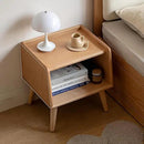 Bedside Table - 100% Solid Oak Wood Nightstand - Small Nightstand with Open Design - Small Side End Table for Bedroom Living Room, Easy Assembly (Natural Color) by CozyNest Decor