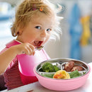 Nuogo 2 Pcs Stainless Steel Baby Suction Plates with Removable Silicone Shell 2-in-1 Metal Toddler Bowl Divided for Picky Eaters Kids Feeding Led Weaning Supplies, Dishwasher Safe (Beige,Pink) by TinyTreasures Baby Boutique