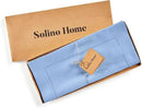 Solino Home Linen Cornflower Blue Hemstitch Table Runner 48 Inches - 100% Pure Linen Small Table Runner 14 x 48 Inch Ideal for Dresser and Coffee Tables - Classic Hemstitch by CozyNest Decor