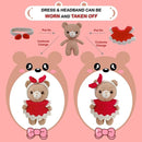 LoopMap Crochet Kit for Beginners - DIY Amigurumi Bear with Removable Dress & Accessories - Step-by-Step Video Tutorials, Extra Yarn, Crochet Tools, Handmade Gift for Kids & Adults (Bear K01, red) by TinyTreasures Baby Boutique