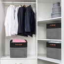 13x13 Cube Storage Bins, Collapsible Fabric Storage Box, 4 Pack Closet Baskets with Handles for Organizing, Shelf, Toys, Clothes, Home, Office, Nursery (Grey&Black) by CozyNest Decor