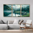 Tinonedraw Large Nature Forest Framed Canvas Wall Art Set, Boho Mountains Calming Lake Wall Decor, Green Pine Trees Artwork, Northern Wilderness Art Painting for Living Room Bedroom Office 16"x24"x3 by CozyNest Decor