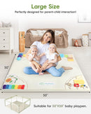 Baby Play Mat, Unique Crawling Mats with 4 Sensory Development Zones for Motor Skills, 50''x50'' Playpen Mats with Non-Slip Cushioned that Fits Nicely Into Any Playroom, Beige by TinyTreasures Baby Boutique