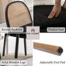 Mid Century Dining Chairs Set of 6, Accent Rattan Sherpa Fabric Side Chairs Kitchen Chair with Solid Wooden Legs for Living Room Dining Room, Black by CozyNest Decor