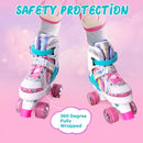 Rainbow Toddler Roller Skates - Size 4 Adjustable | Light Up Quad Skates for Girls & Boys Beginners Aged 3-12 by TinyTreasures Baby Boutique