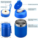 17oz Soup Thermo for Hot Food Kids,Insulated Food Jar with Spoon,Thermo Hot Food Lunch Container,Wide Mouth Leakproof Stainless Steel Lunch Box for School(Blue) by TinyTreasures Baby Boutique