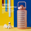 64oz,100oz,128oz Large Motivational Water Bottle with Time Marker, Leakproof & BPA Free Half Gallon Big Water Bottle with Straw Handle Tritan Frosted Water Jug for Gym,Fitness,Outdoor Sports by CozyNest Decor