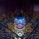 2 Pack Outdoor Solar Hanging Lantern Lights Metal LED Decorative Lamp for Garden Patio Courtyard Lawn and Table with Hollowed-Out Design (Royal Purple) by GreenHaven Gardens