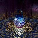 2 Pack Outdoor Solar Hanging Lantern Lights Metal LED Decorative Lamp for Garden Patio Courtyard Lawn and Table with Hollowed-Out Design (Royal Purple) by GreenHaven Gardens