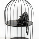 Cast Iron Sitting Woman and Dog Statue, Love Figurine, Gifts for Dog Lovers, Memorial Gifts for Women and Girls, Black by GreenHaven Gardens