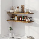 40" Floating Shelves for Wall, 12" Deep Slim Rustic Brown Floating Shelves, Wall-Mounted Shelves for Bedroom, Living Room, Kitchen, Bathroom - Set of 2 by CozyNest Decor