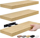 Sorbus Floating Shelves for Wall, Bathroom Shelves Wall Mounted for Kitchen, Bedroom, Bathroom Storage Over Toilet, Hanging Book Shelf for Wall Home Decor Living Room (Maple Wood, 3 Pack) by CozyNest Decor