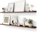 Solid Ash Wood Picture Ledge Shelf, Floating Shelves Set of 2, 56 Inch Long Large Ledge Shelves, Nursery Book Shelves Wall Mounted for Living Room Bedroom Kitchen Decor Kids Bookshelf, Walnut by TinyTreasures Baby Boutique