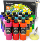 Shuttle Art 18 Colors Acrylic Paint Bottle Set (250ml/8.45oz), Rich Pigmented Bulk Painting Supplies for Artists, Beginners and Kids on Rocks Crafts Canvas Wood Ceramic by TinyTreasures Baby Boutique