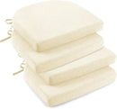 downluxe Indoor Chair Cushions for Dining Chairs, Soft and Comfortable Textured Foam Kitchen Chair Pads with Ties and Non-Slip Backing, 16" x 16" x 2", Beige, 4 Pack by CozyNest Decor