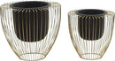 Deco 79 Contemporary Metal, Set of 2 Planters 10", 12"H, Black by GreenHaven Gardens