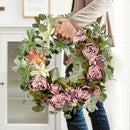 WANNA-CUL 24 Inch Spring Peony Wreaths for Front Door,Succulent Summer Wreath with Pink Peony Floral, Spring Front Door Decor with Succulent Arrangement Decoration by CozyNest Decor
