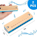 Koogel 2PCS Kids Harmonica, 10 Hole Wooden Beginner Mouth Organ Toy Musical Instruments for Kids Adults Birthday Gifts by TinyTreasures Baby Boutique