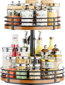 Lazy Susan Turntable Organizer Adjustable - 2 Tier Wood Rotating Spice Rack 12 Inch Lazy Susan for Kitchen Countertop Cabinet Pantry Cupboard Dining Table Bathroom Coffee Bar Home Storage by CozyNest Decor