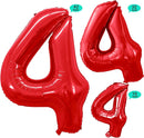 GOER Red Foil Balloons Number 4,Huge Number Balloons for 4th 44th Birthday Party Supplies Anniversary Decorations (3 pcs,42 inch,32 inch,16inch) by TinyTreasures Baby Boutique