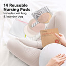 Organic Nursing Pads - 14 Washable Viscose Derived from Bamboo Breastfeeding Pads, Wash Bag, Reusable Breast Pads for Breastfeeding, Nipple Pads for Breastfeeding Essentials(Neutrals, L 4.8") by TinyTreasures Baby Boutique