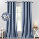 MIULEE Linen Texture Curtains for Bedroom Solid 100% Blackout Thermal Insulated Stone Blue Curtains Grommet Room Darkening Curtains/Draperies for Living Room Nursery 52x120 Inch (2 Panels) by TinyTreasures Baby Boutique