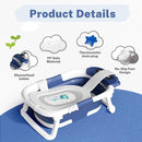 AVIDOR Baby Bathtub,Collapsible Bathtub for Newborn to Toddler,Durable Essential Infant Bath Tub,Portable Travel Baby Tub with Soft Bath Net,No-Slip Feet and Dinosaur Shaped (Navy Blue) by TinyTreasures Baby Boutique
