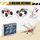 6-in-1 STEM Kit - Engineering Metal Truck, Airplane and Sports Car Excavator Toy for Boys 8-12 - STEM Building Toys for Kids 5-7, 6-8, 8-10 Educational Toys for Kids Boys Model Kit by TinyTreasures Baby Boutique
