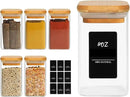 ComSaf 6Pcs 8oz Spice Jars with Label Trial Set, Glass Spice Jars with Bamboo Lids Supplementary Set, Seasoning Container Trial Pack, Perfect for Ktichen Starter by CozyNest Decor