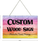 Custom Wood Sign With Hanging String, Personalized Wooden Name With Text Logo Photo, 20 Fonts, 100 Colors, Design Your Welcome for Front Door, Farmhouse 15.7x9.8 Inch by CozyNest Decor