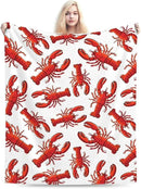 HGOD DESIGNS Red Lobster Fleece Throw Blanket Ultra Soft Cozy Blooming Decorative Flannel Blanket All Season for Home Couch Bed Chair Travel 40x50in by CozyNest Decor