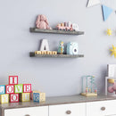 24 Inches Floating Shelves for Wall, Solid Pine Wood Picture Ledge Shelves, Wall Shelves with Lips, Nursery Book Shelves for Toys Storage Living Room Bedroom Photo Frames (2 Pcs, Grey) by TinyTreasures Baby Boutique