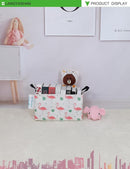 LANGYASHAN Rectangular Storage Bin Collapse Canvas Fabric Cartoon Storage Basket with Handles for Organizing Home Kitchen Boys and Girls Toys Office Closet Shelf Baskets(Rec Leaf Flamingo) by TinyTreasures Baby Boutique