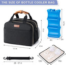 Breastmilk Cooler Bag with Ice Pack Fits 6 Baby Bottles Up to 9 Ounce, Compatible with Wearable Breast Pumps & Accessories-Black by TinyTreasures Baby Boutique
