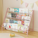 High-Transparent 4 Tier Kids Bookshelf, Sturdy Metal Large Size Book Rack Storage for Kids - Toddler Book Shelf Display for Nurasery, Playroom or Kids Room, Bookshelf Hold More Books - Pink by TinyTreasures Baby Boutique